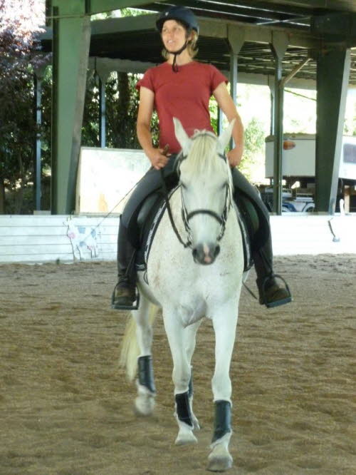 Nancy was able to join us to ride Binki this clinic for some yoga on horseback