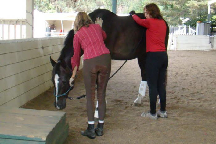 Romi and Terry working on relaxation with Corado