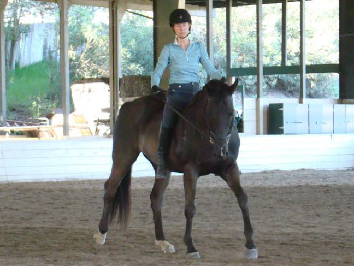 Mana needed a break from the saddle so Jennifer did her lesson bareback