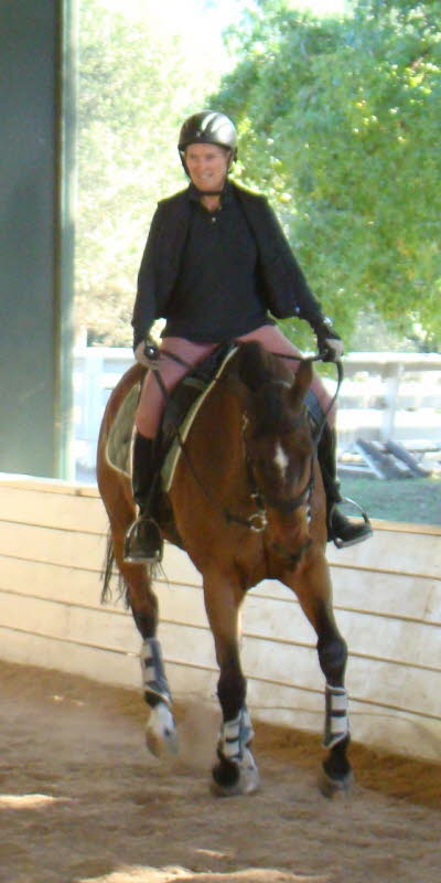 Liz substituted Gino for Ally – he’s not used to being ridden this way, but he is sweet and tries so hard!