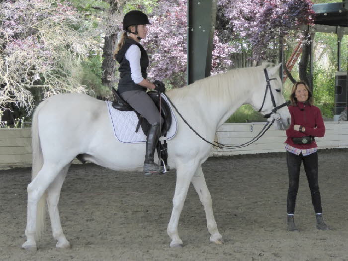 Anne  and Lucero during pre-ride discussion. So well matched!